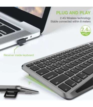 Techly ICTB9801TB keyboard Universal RF Wireless + Bluetooth QWERTY US English Black