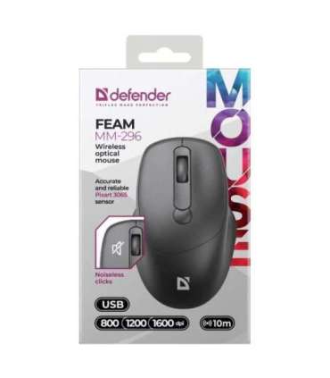 MOUSE DEFENDER FEAM MM-296 RF SILENT BLACK
