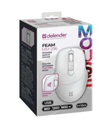 MOUSE DEFENDER FEAM MM-296 RF SILENT WHITE