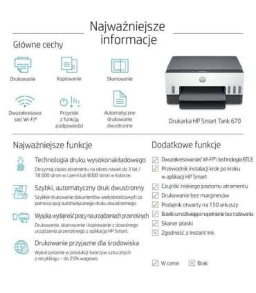 HP Smart Tank 670 All-in-One Thermal inkjet A4 4800 x 1200 DPI 12 ppm Wi-Fi