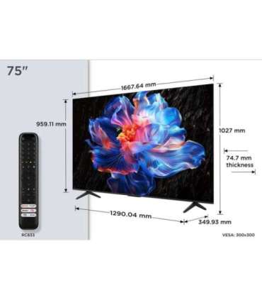 TCL 75P69K TV 190.5 cm (75") 4K Ultra HD Smart TV Wi-Fi Black