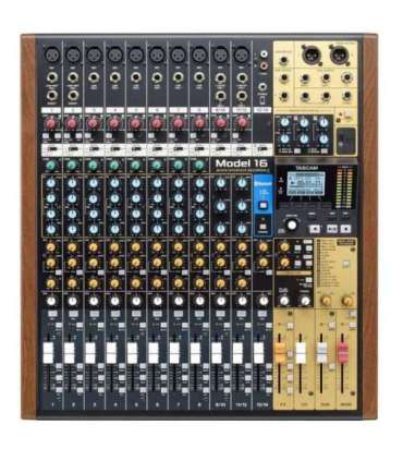 Tascam MODEL 16 audio mixer 16 channels 20 - 30000 Hz Black, Gold, Wood