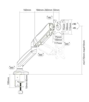 Montis Uchwyt do monitora „ELBRUS” MT014 81.3 cm (32") Black Desk