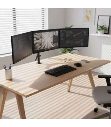 Maclean 3 monitor mount, gas spring, 17"-27", 2-8kg, black, MC-137