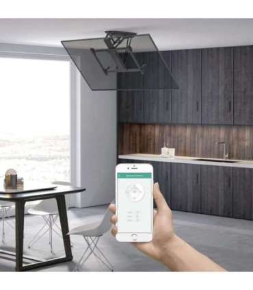 Maclean electric ceiling mount for TV, TUYA support, max VESA 600x400, for sloping walls, remote control, 32"-70", 35kg,