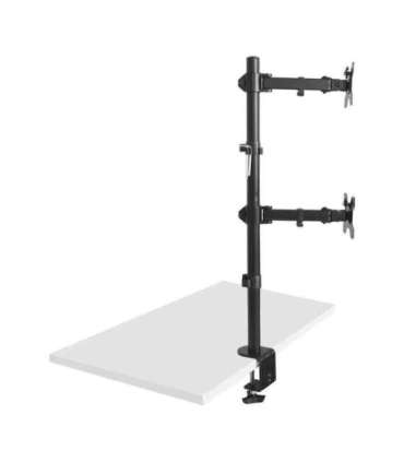 Maclean MC-967 Double Vertical Monitor Desk Mount Screen Holder max VESA 100x100, 13-27", 2x 9kg Powder Coated Tilting