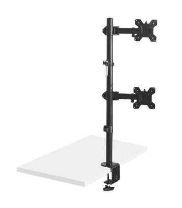 Maclean MC-967 Double Vertical Monitor Desk Mount Screen Holder max VESA 100x100, 13-27", 2x 9kg Powder Coated Tilting