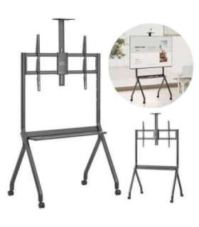 Maclean TV stand / cart, camera shelf, on casters, 55-100", max load 120kg/10kg shelf, max. VESA 900x600, black, MC-114