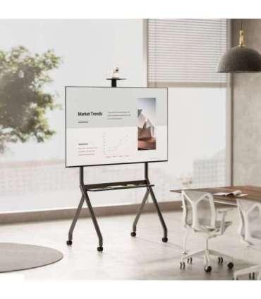 Maclean TV stand / cart, camera shelf, on casters, 55-100", max load 120kg/10kg shelf, max. VESA 900x600, black, MC-114