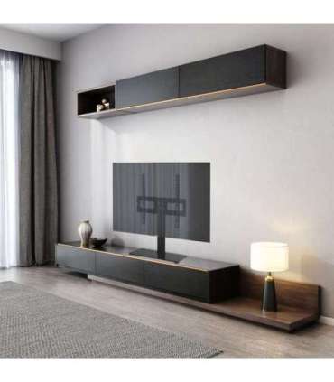 Maclean MC-450 Universal TV Stand for TV Cabinet max. 40kg, max. VESA 400x400 32-65" Tempered Glass Base 3-Level Height