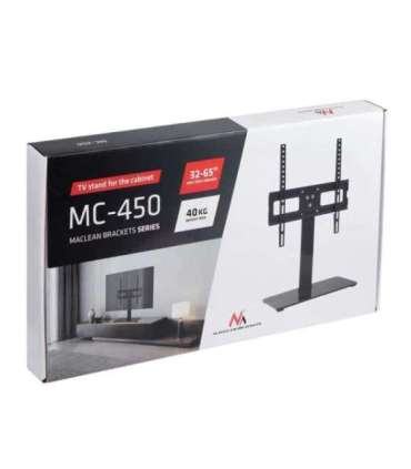 Maclean MC-450 Universal TV Stand for TV Cabinet max. 40kg, max. VESA 400x400 32-65" Tempered Glass Base 3-Level Height