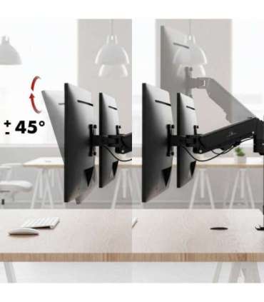Maclean 2 monitor mount, gas spring, 17"-32", 2-10kg, black, MC-136