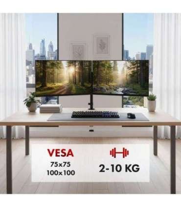 Maclean 2 monitor mount, gas spring, 17"-32", 2-10kg, black, MC-136