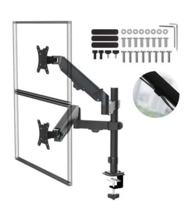 Maclean 2 monitor mount, gas spring, 17"-32", 2-10kg, black, MC-136
