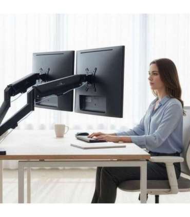 Maclean 2 monitor mount, gas spring, 17"-32", 2-10kg, black, MC-134