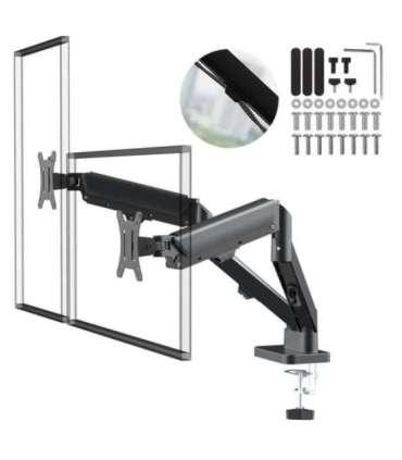 Maclean 2 monitor mount, gas spring, 17"-32", 2-10kg, black, MC-134