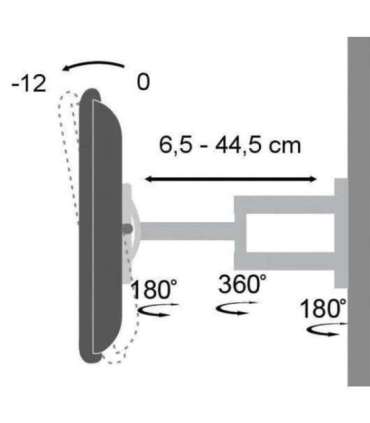 Techly 19-37" Wall Bracket for LED LCD TV Tilt 3 Joints Black" ICA-LCD 2903