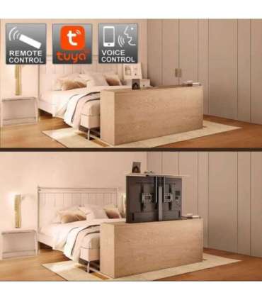 Maclean MC-866T Smart Motorized Electric TV Lift TUYA Mobile App Floor Mount Bracket Alexa Google Home 37''-80'' 60kg