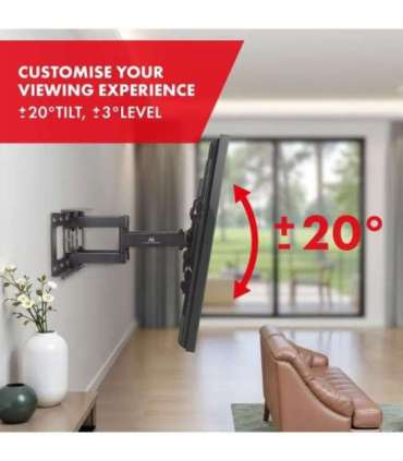 Maclean TV Mount, max VESA 600x400, 32-85", 60kg, horizontal and vertical angle adjustment, profile 65-390mm, black,