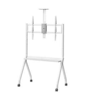 Maclean TV stand / cart, camera shelf, on casters, 55-100", max load 120kg/10kg shelf, max. VESA 900x600, white, MC-114