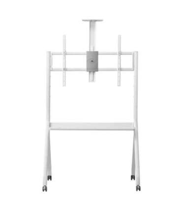 Maclean TV stand / cart, camera shelf, on casters, 55-100", max load 120kg/10kg shelf, max. VESA 900x600, white, MC-114