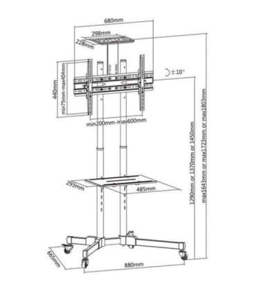 Techly ICA-TR16T signage display mount 177.8 cm (70") Black