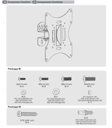 Maclean MC-501A Universal Wall TV Bracket 23-42" uo to 30kg vesa 200x200 Black