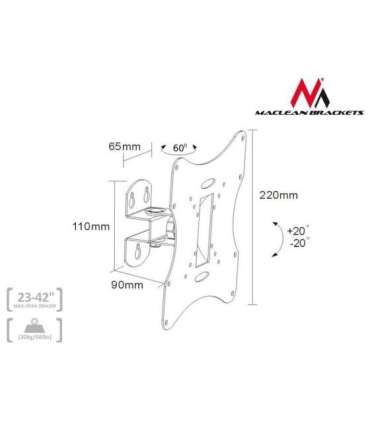 Maclean MC-501A Universal Wall TV Bracket 23-42" uo to 30kg vesa 200x200 Black