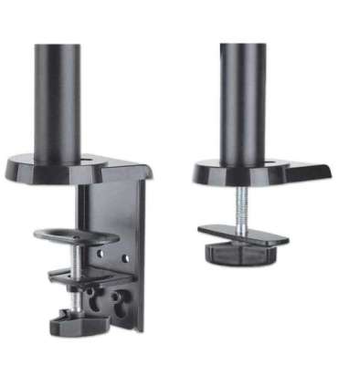 Manhattan TV & Monitor Mount, Desk, Full Motion (Gas Spring), 2 screens, Screen Sizes: 10-27", Black, Clamp or Grommet