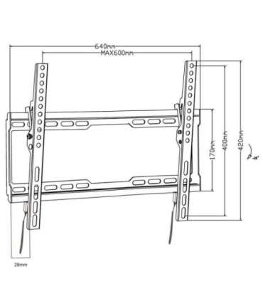 Maclean TV MC-413 Wall Mount Bracket 32"-80" VESA 600x400 45kg Tilting Universal Adjustable Spirit Level Mounting