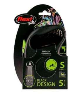 Flexi Automatic leash Black Design S 5 m, green