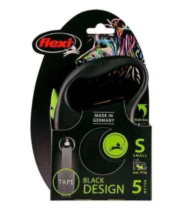 Flexi Automatic leash Black Design S 5 m, green