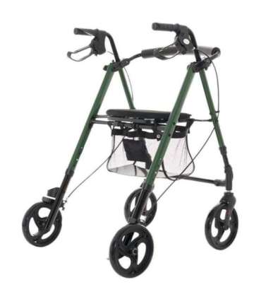 Rehabilitation support with seat and bag for seniors Green