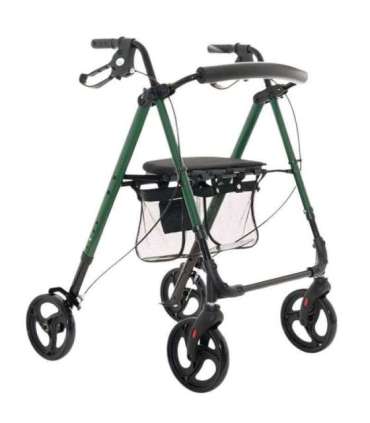 Rehabilitation support with seat and bag for seniors Green
