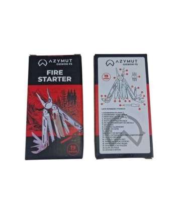 Multitool AZYMUT Giewon FS - Fire Starter - 19 narzędzi - krzesiwo + gwizdek + kabura do pasa (H2038A)