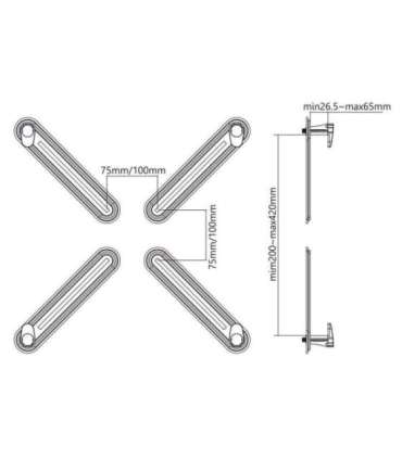 Maclean MC-899 Non VESA Screen Adapter 13"-27" 75x75 100x100 max 8kg Adapter for Screens without VESA Standard Mounting