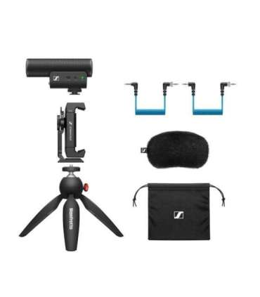 Sennheiser MKE 400 Mobile Kit - condenser, supercardioid microphone with low-pass filter with Manfrotto tripod
