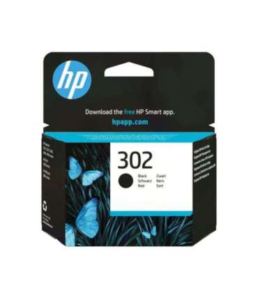 HP 302 Black Ink Cartridge, 190 pages, for HP OfficeJet 3830,3834,4650, DeskJet 2130,3630,1010, Envy 4520