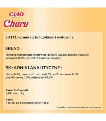 INABA Churu Chicken with Beef Recipe - cat treats - 4x14 g