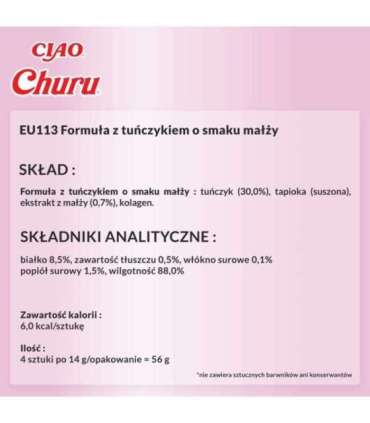 INABA Churu Tuna with clam flavour - cat treats - 4x14 g