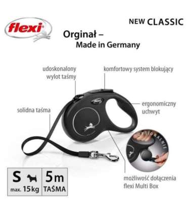 Flexi New CLASSIC 5 m Black Dog Retractable lead