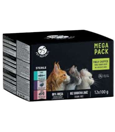 PetRepublic saszetki dla kota STERIL (tuńczyk-indyk-wołowina) 12x100g