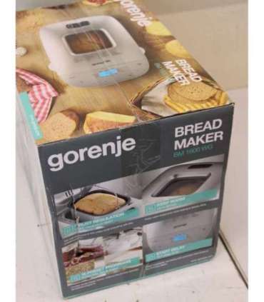 SALE OUT. Gorenje Bread maker BM1600WG Power 850 W Number of programs 16 Display LCD White/Silver DAMAGED