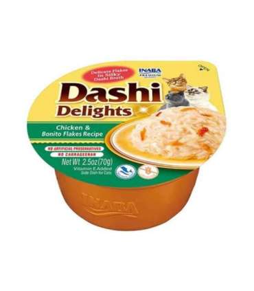 INABA Dashi Delights Chicken with bonito flakes in broth - cat treats - 70g