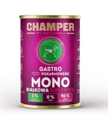 CHAMPER Gastro Monoprotein Beef - wet dog food - 400g