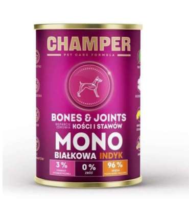 CHAMPER Bones & Joints Monoprotein Turkey - wet dog food - 400g