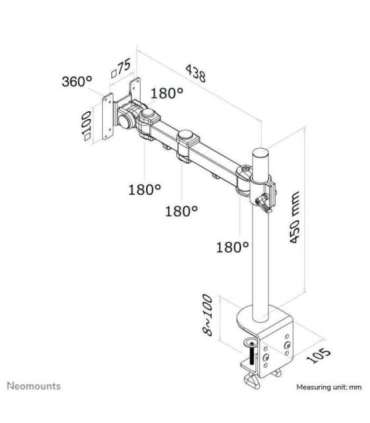 TV SET ACC DESK MOUNT BLACK/10-26" FPMA-D960 NEOMOUNTS