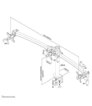 TV SET ACC DESK MOUNT BLACK/19-27" FPMA-D700D3 NEOMOUNTS
