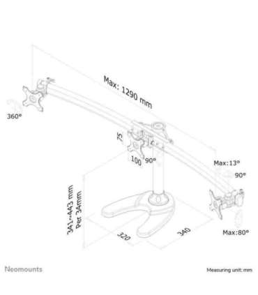TV SET ACC DESK MOUNT BLACK/19-27" FPMA-D700DD3 NEOMOUNTS