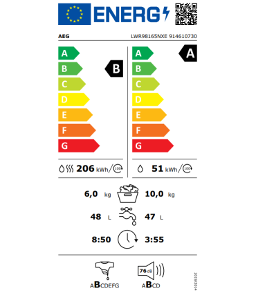 Washer-Dryer AEG LWR98165NXE